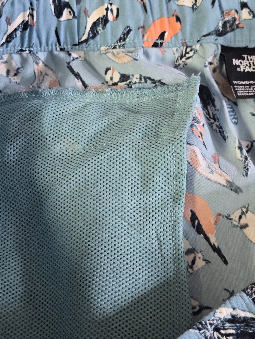 North Face Womens Class V Quick Dry Short Light Blue Bird Print Pockets Size XXL - Picture 13 of 15